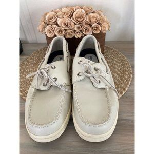 NWOT Men's cream leather Sperry top siders